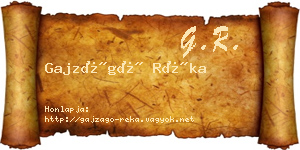 Gajzágó Réka névjegykártya